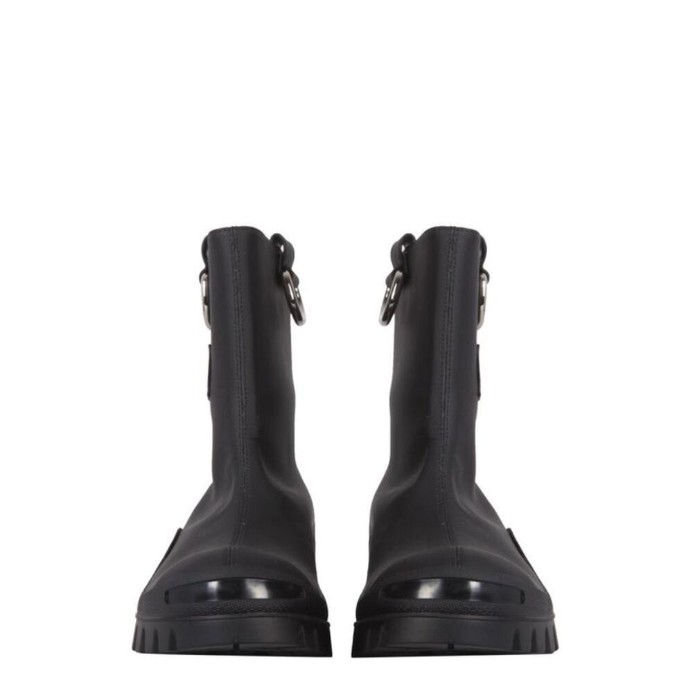 MSGM Women's Black Rubberized Pull-On Boots with Buckle Detail Women BLACK